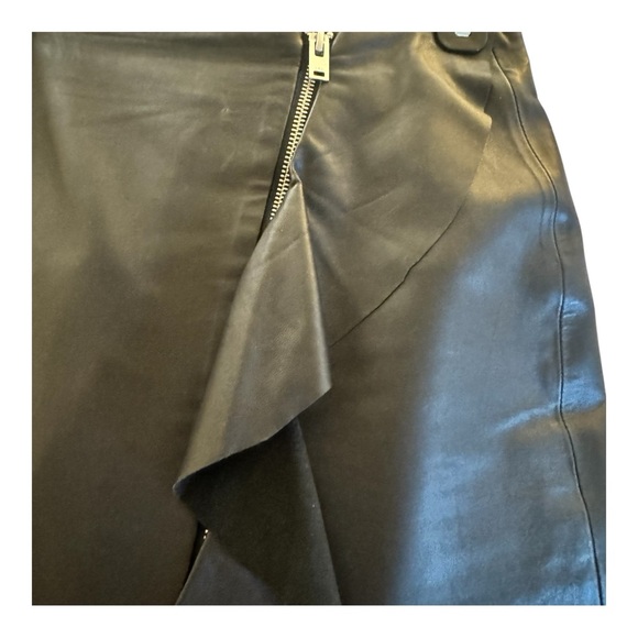 IRO Genuine Leather Mini Skirt Size 34 (size 0) with ruffle and zipper detail. - Picture 4 of 5